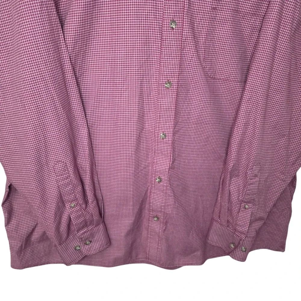 RedHead Mens Shirt 3XL Burgundy Maroon Micro Check Plaid Long Sleeve Button Down
